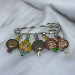 Vintage FIMO Polymer Clay Figure Brooch